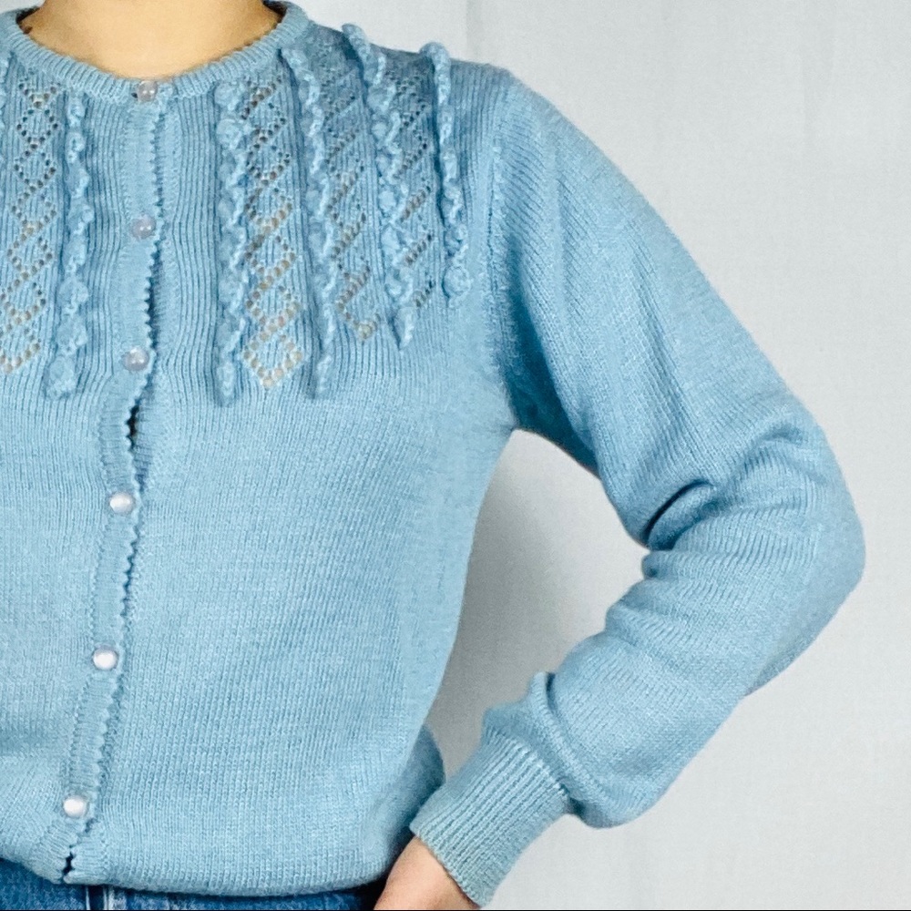 Sweet 80s Powder Blue Cardigan